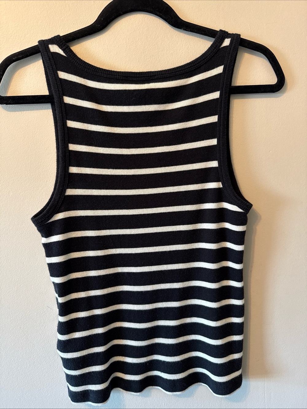 J.Crew | White And Black Striped Ribbed Tank Top Cotton Blend Soft Cotton Blend - Picture 3 of 8
